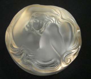Vintale Lalique Daphne Crystal Gilt Metal Vanity Box  