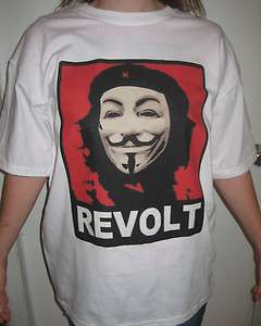   Che Guevara Red REVOLT T shirt Anonymous Occupy Wall Street  