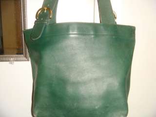 Authentic COACH DEEP FOREST GREEN Vintage LEATHER Shoulder Purse Bag 