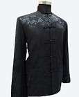 Black beige Blue Chinese style Mens silk jacket coat Sz M L XL 2XL 