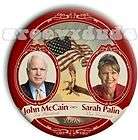 John McCAIN Sarah PALIN For President 2008 Pin Button 3 Flag Pinback 