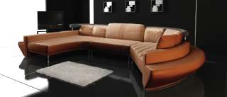 Ultra Modern Leather Sectional Sofa Set w/ Stainless Steel Modern 