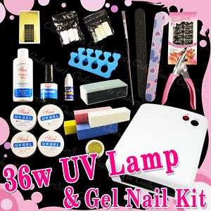 36W White UV Lamp UV Gel Nail Art Kit 3D Nail Tips XK  