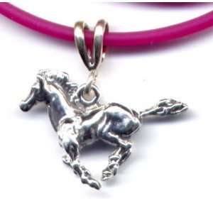    Fuschia Mustang Necklace Sterling Silver Jewelry