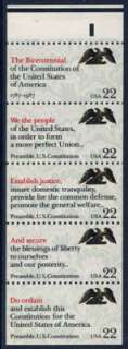 Scott # 2359a Constitution Bicent. 22c Pane of 5   MNH  