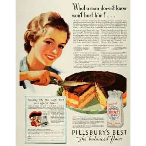  1934 Ad Pillsburs Best Balanced Flour Boston Cream Pie 