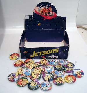 Lot of 25 JETSONS The Movie Button/Pins & Box  