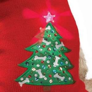 CASUAL CANINE TWINKLING STAR CHRISTMAS TREE DOG SWEATER  