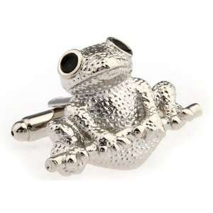 Lucky Sitting Silver Frog Well Wisher Toad Prince Cufflinks Cuff Links