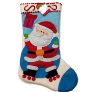 Trimmery Blue Felt Santa Claus Christmas Stocking with Ric 