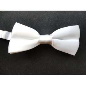   Clip on Bow Tie, Mens Bow Tie, Thin Bow Tie (White) 