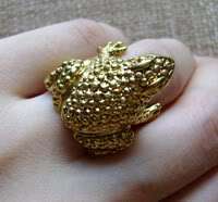 Vintage/fashion EVIL BAT monster gold brass 3D ring  