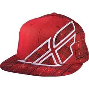  Fly Racing Plaid F Wing Hat   Small/Medium/Red Automotive