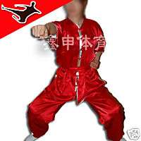 RED WUSHU silk tai chi suits uniform 2008 140cm  