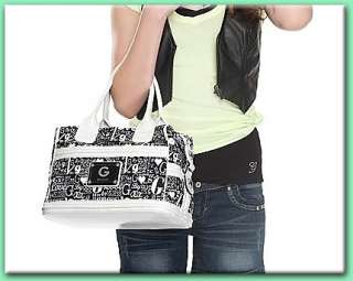   GUESS DYNASTY Box Satchel Bag Purse Large Black and White BNWT  