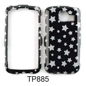  LG Optimus S ls670 Glitter Black Stars Snap on Cover 