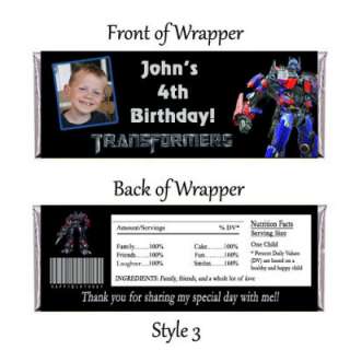 Transformers Personalized Candy Bar Wrapper Digital  