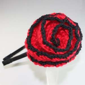  Handmade knit Crocheted Rose Hair Band Beauty