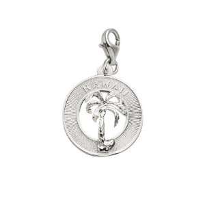   Hawaii Palm Tree Charm with Lobster Clasp, Sterling Silver Jewelry