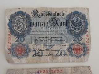 Antique Old German Paper Money Currency Mark Notes WWII World War 2 