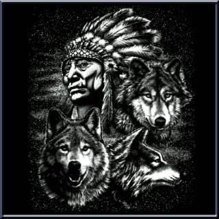 Indian Chief & Wolves Wolf Shirt S XL,2X,3X,4X,5X  