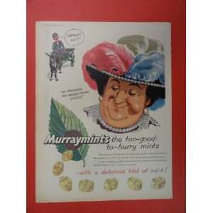   Print Ad (mule/wagon/woman feathers/hat.) Orinigal Vintage Magazine Ad