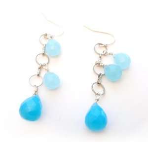  Blue Crystal and Jade Dangle Earrings Jewelry