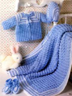 Baby Layette Sets Crochet French Knots Newborn Afghans+  