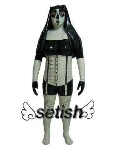 100% Handmade Latex Rubber SETISH nun with inflatable breast Costume 