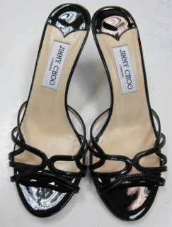 Authentic JIMMY CHOO Black Ivana Sandal Shoes   37 1/2  