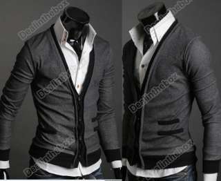New Fashion Mens Slim Premium Stylish Mock Pockets Knit Coat Cardigan 