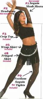 THINK YOU CAN DANCE 3pc Crop Top & Fringed Skirt & Wrap Costume Child 