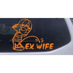 Orange 18in X 13.9in    Pee on Ex Wife Funny Car Window Wall Laptop 