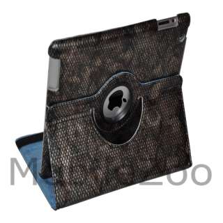 iPad 2 Brown Snake 360A° Rotating Smart Cover PU Leather Case Swivel 