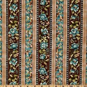   Lane Floral Stripe Brown Fabric By The Yard Arts, Crafts & Sewing