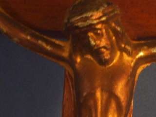 Vintage Catholic Wood & Metal Cross, Jesus, 8 X 4 1/4  