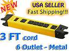  OUTLET POWER STRIP SURGE PROTECTOR 3 FT CORD 200 JOULES YELLOW METAL