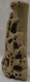 Hand Crafted Chinese Floral & Bird Tall Soapstone Vase  
