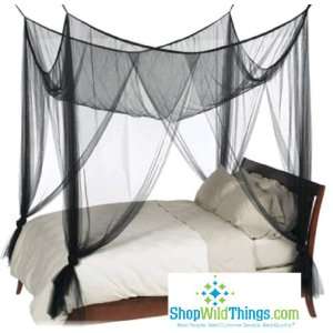  Black Bed Canopy, 4 Point Mosquito Net, High Quality King 