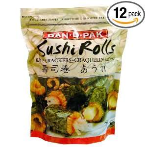 Dan D Pak Rice Crackers Sushi Rolls, 3.5 Ounce Bags (Pack of 12 