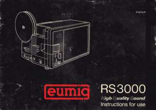EUMIG RS3000 SUPER 8 SOUND PROJECTOR MANUAL ON CD  