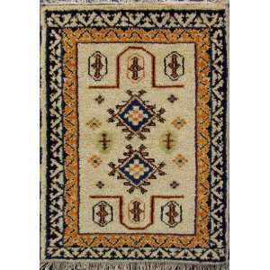  Ivory Hand Knotted 2 X 3 Wool Kazak Handmade Oriental Area 