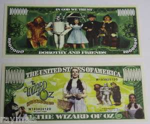 Wizard of Oz Lion Tin Man Toto Dorothy Scare Crow $bill  