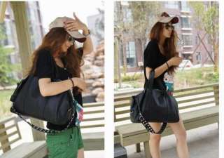 Celebrity Black Messenger Rivets Tote Womens PU Leather Shoulder Bag 