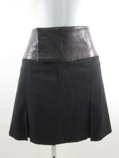 ALVIN VALLEY Black Leather Waist Pleated Mini Skirt 36  