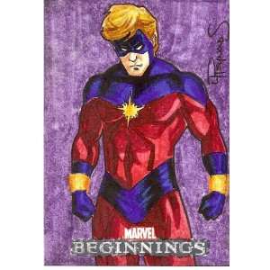  Marvel Beginnings Sketch of Captain Marvel by Lawrence 