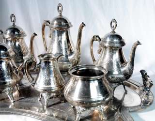 4536 Antique Victorian 7 Pc. Silver Plate Tea Set  