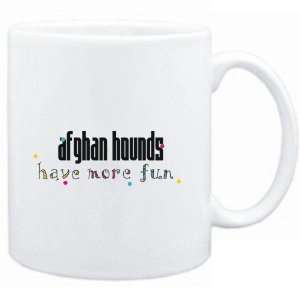  Mug White Afghan Hounds have more fun Dogs Sports 