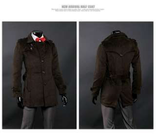 Mens Brown Cashmere Slim Fit Single Trench Coat US M  