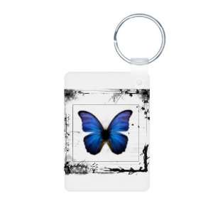    Aluminum Photo Keychain Blue Butterfly Still Life 